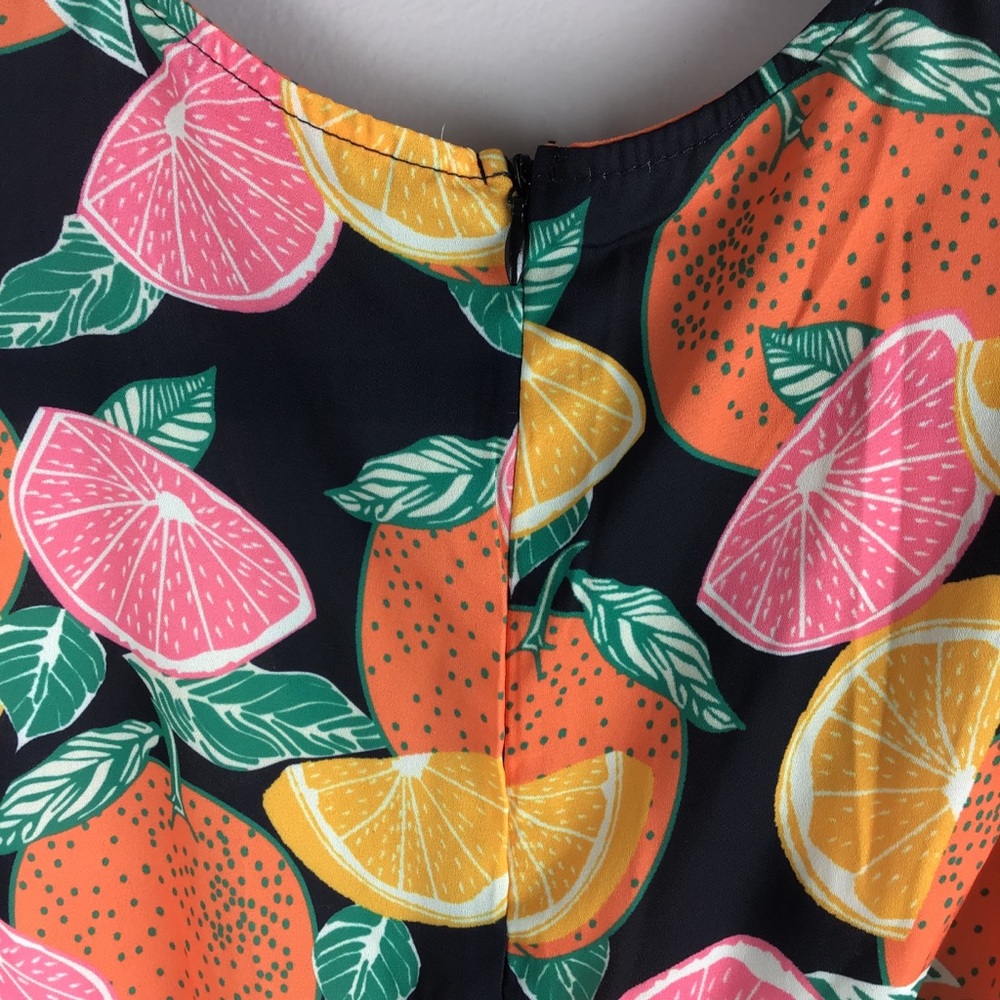 Shein Fruit Print Belted Flare Dress - Picture 8 of 8